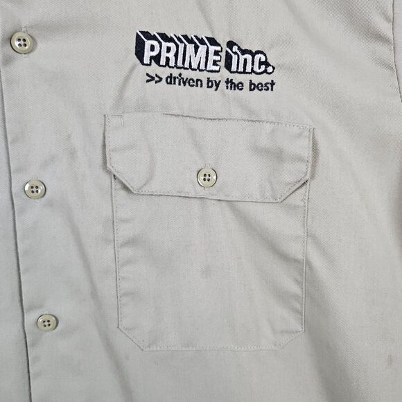 Dickies Work Shirt Khaki/Tan Size L Long Sleeve INNUENDO COMPANY LOGO Embroidery - Picture 5 of 16